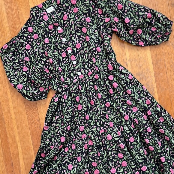 Little Tibet Boutique S / M 100% Cotton Tiered Skirt Puff Sleeve Maxi Dress - Picture 5 of 14